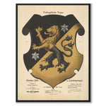 Västergötland's Provincial Coat of Arms as a vintage illustration and poster from Historly – full image without white border