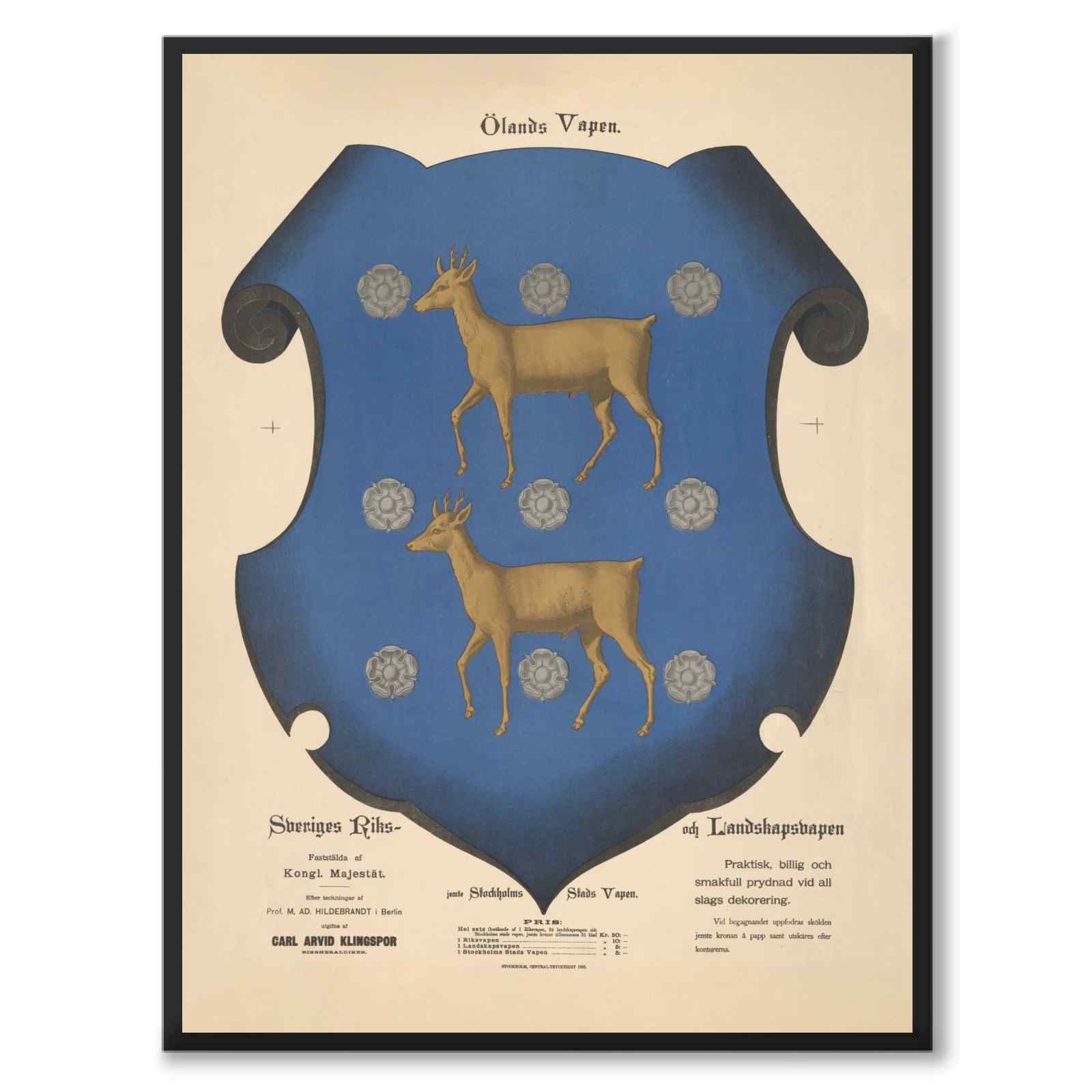 Öland's Provincial Coat of Arms as a vintage illustration and poster from Historly – full image without white border