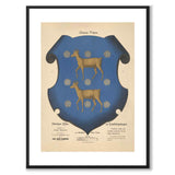 Öland's Provincial Coat of Arms as a vintage illustration and poster from Historly – with white border without title