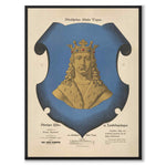 The Coat of Arms of Stockholm as a vintage illustration and poster from Historly – full image without white border