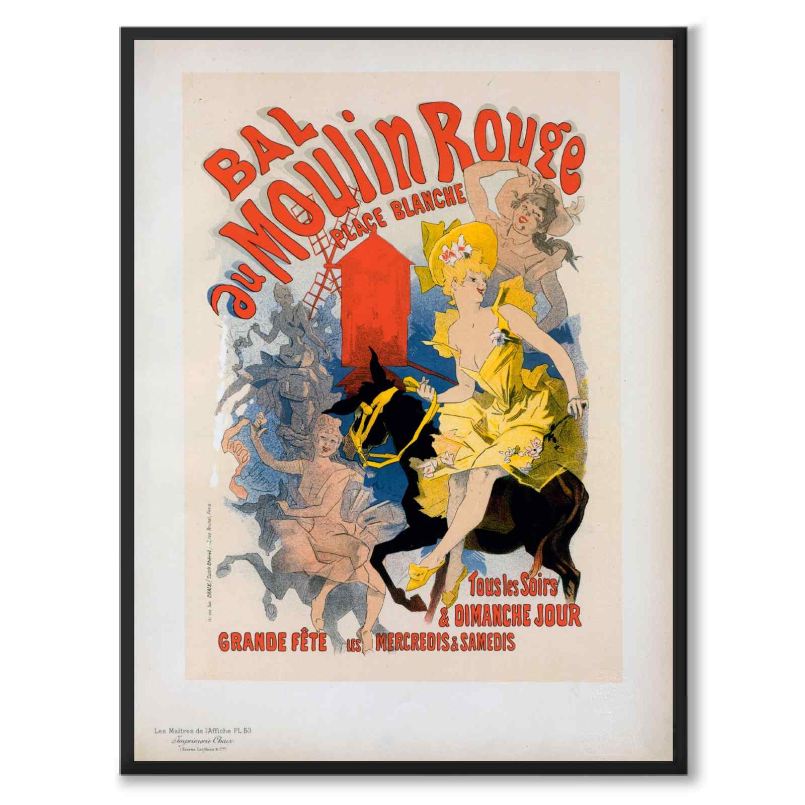 Moulin Rouge som vintageillustration och poster från Historly – helbild utan vit kant