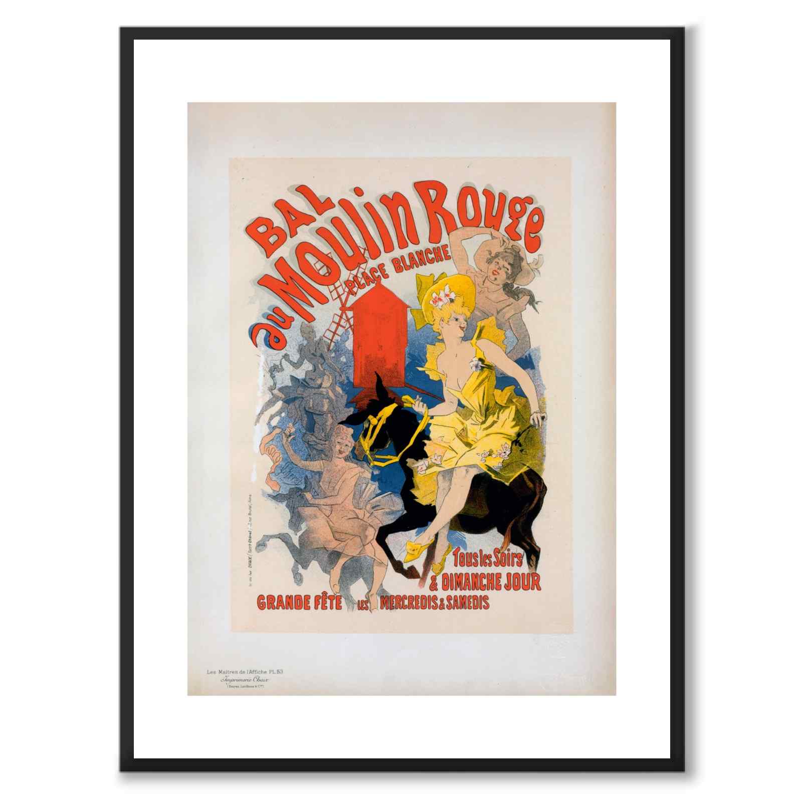 Moulin Rouge som vintageillustration och poster från Historly – med vit kant utan titel