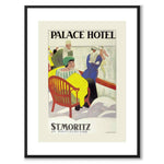 St Moritz som vintageillustration och poster från Historly – med vit kant utan titel