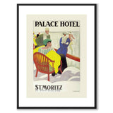 St Moritz som vintageillustration och poster från Historly – med vit kant utan titel