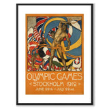 Olympiska Spelen Stockholm 1912 som vintageillustration och poster från Historly – med vit kant utan titel