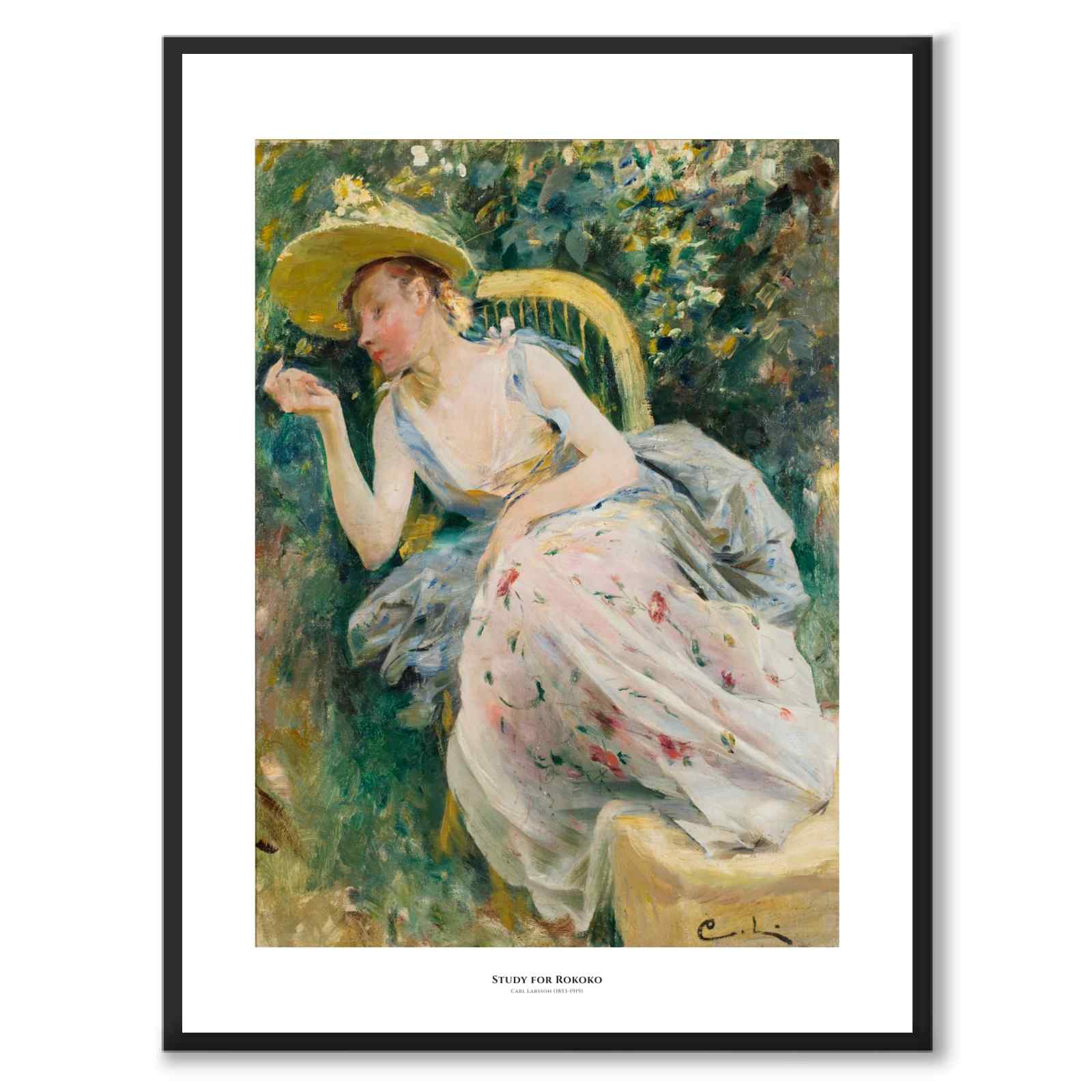 Study for Rokoko av Carl Larsson som konstposter från Historly – med vit kant och titel