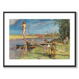 Ett Bra Badställe av Carl Larsson som konstposter från Historly – med vit kant utan titel