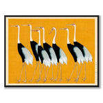 Japanese Red Crown Crane som vintageillustration och poster från Historly – helbild utan vit kant