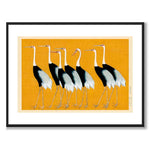 Japanese Red Crown Crane som vintageillustration och poster från Historly – med vit kant utan titel