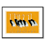 Japanese Red Crown Crane som vintageillustration och poster från Historly – med vit kant utan titel
