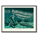 Aurora Borealis as a vintage illustration and poster from Historly – full image without white border