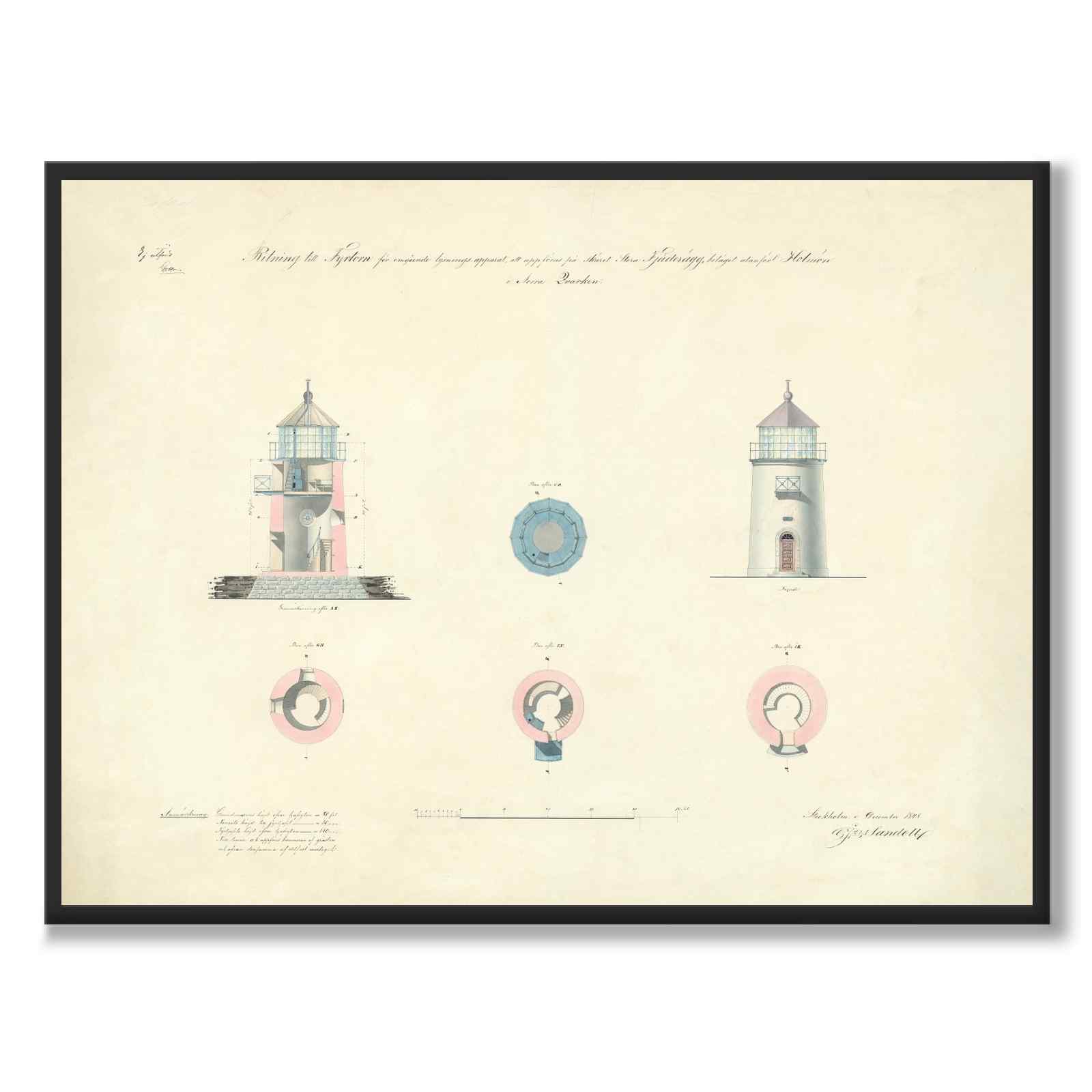 The lightship Diana 1866 as a vintage illustration and poster from Historly – full image without white border