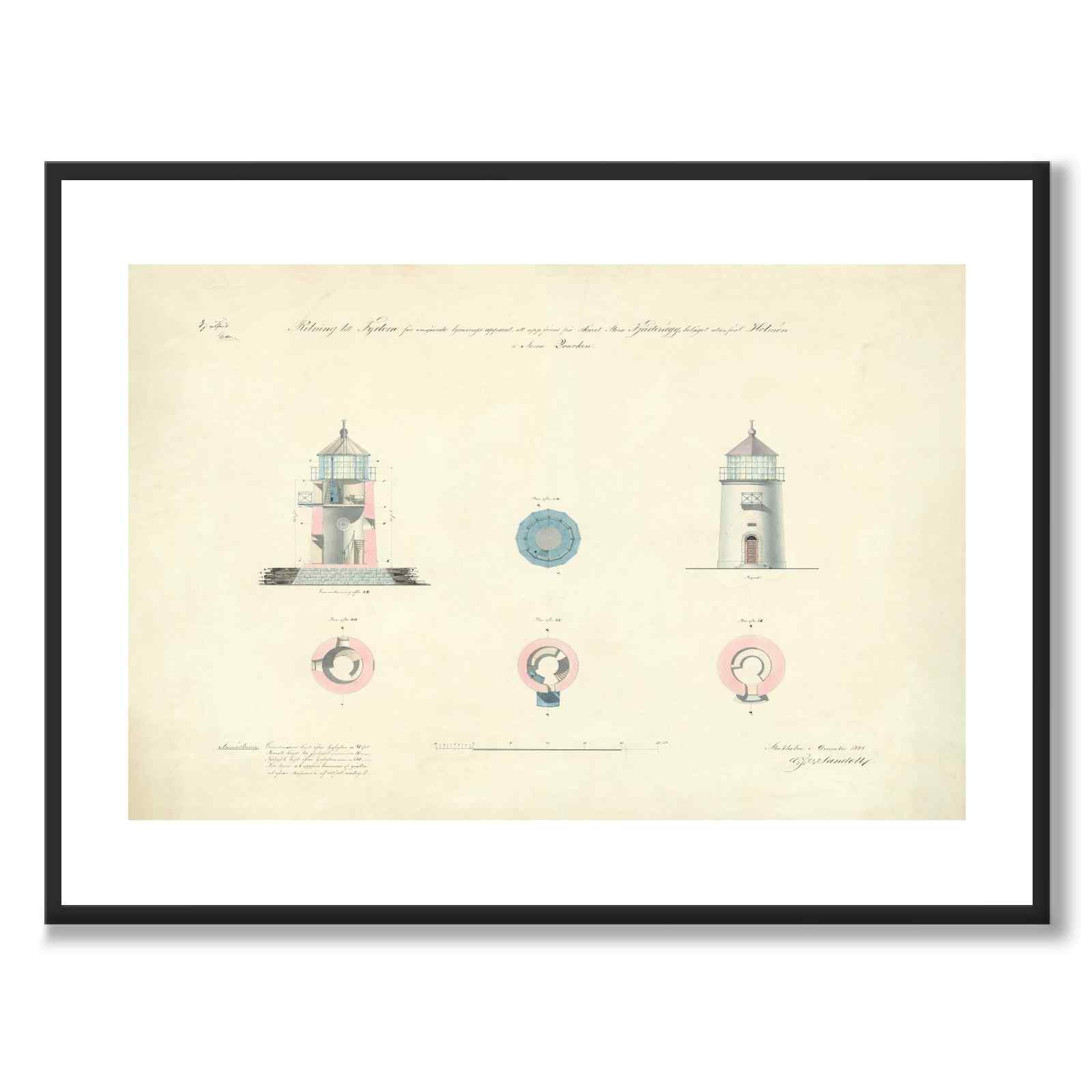 The lightship Diana 1866 as a vintage illustration and poster from Historly – with white border without title
