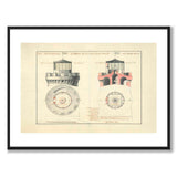 Falsterbo Lighthouse 1822 as a vintage illustration and poster from Historly – with white border without title