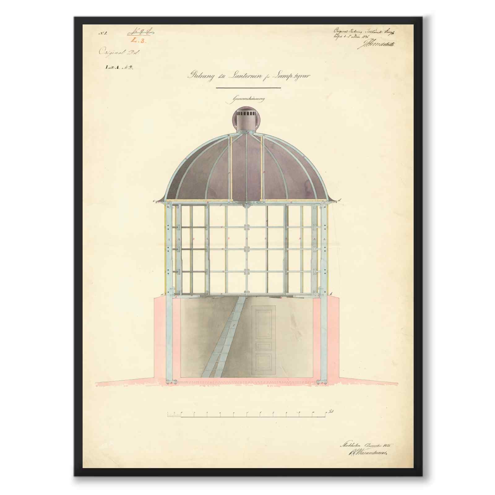 Lanterin 1846 som vintageillustration och poster från Historly – helbild utan vit kant