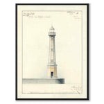 Malmö lighthouse beacon 1880 as a vintage illustration and poster from Historly – full image without white border