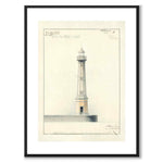 Malmö lighthouse beacon 1880 as a vintage illustration and poster from Historly – with white border and without title