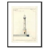 Malmö lighthouse beacon 1880 as a vintage illustration and poster from Historly – with white border and without title