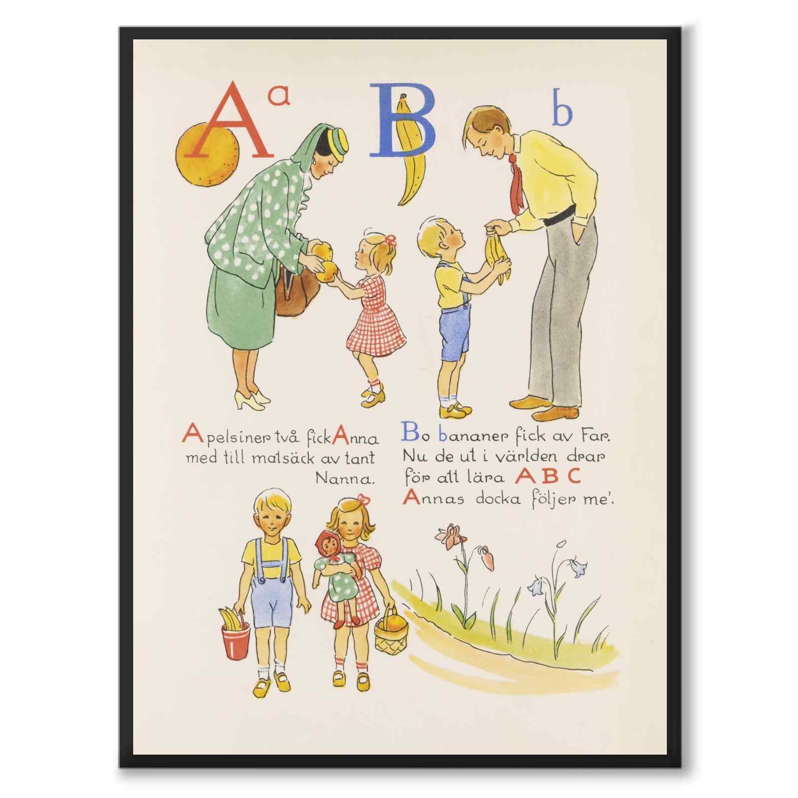 ABC-resan, A B som poster till barnrum från Historly – helbild utan vit kant