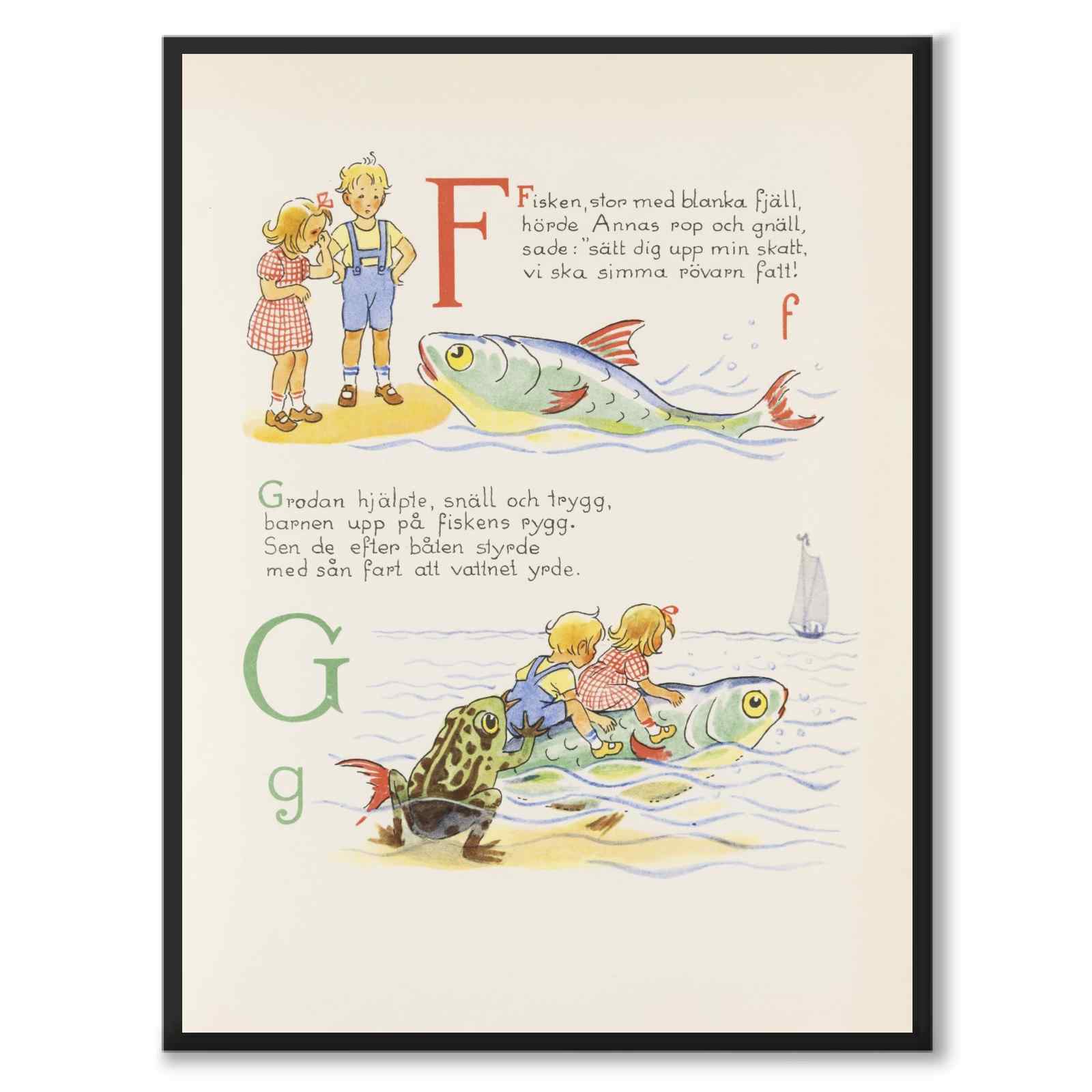 ABC-resan, F G som poster till barnrum från Historly – helbild utan vit kant