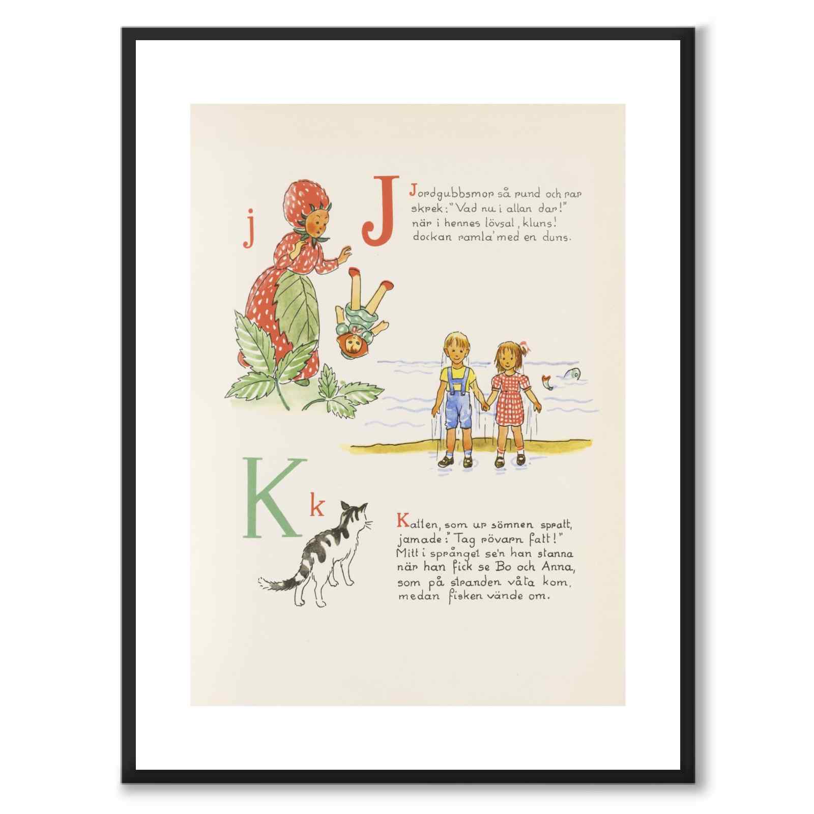 ABC-resan, J K som poster till barnrum från Historly – med vit kant utan titel