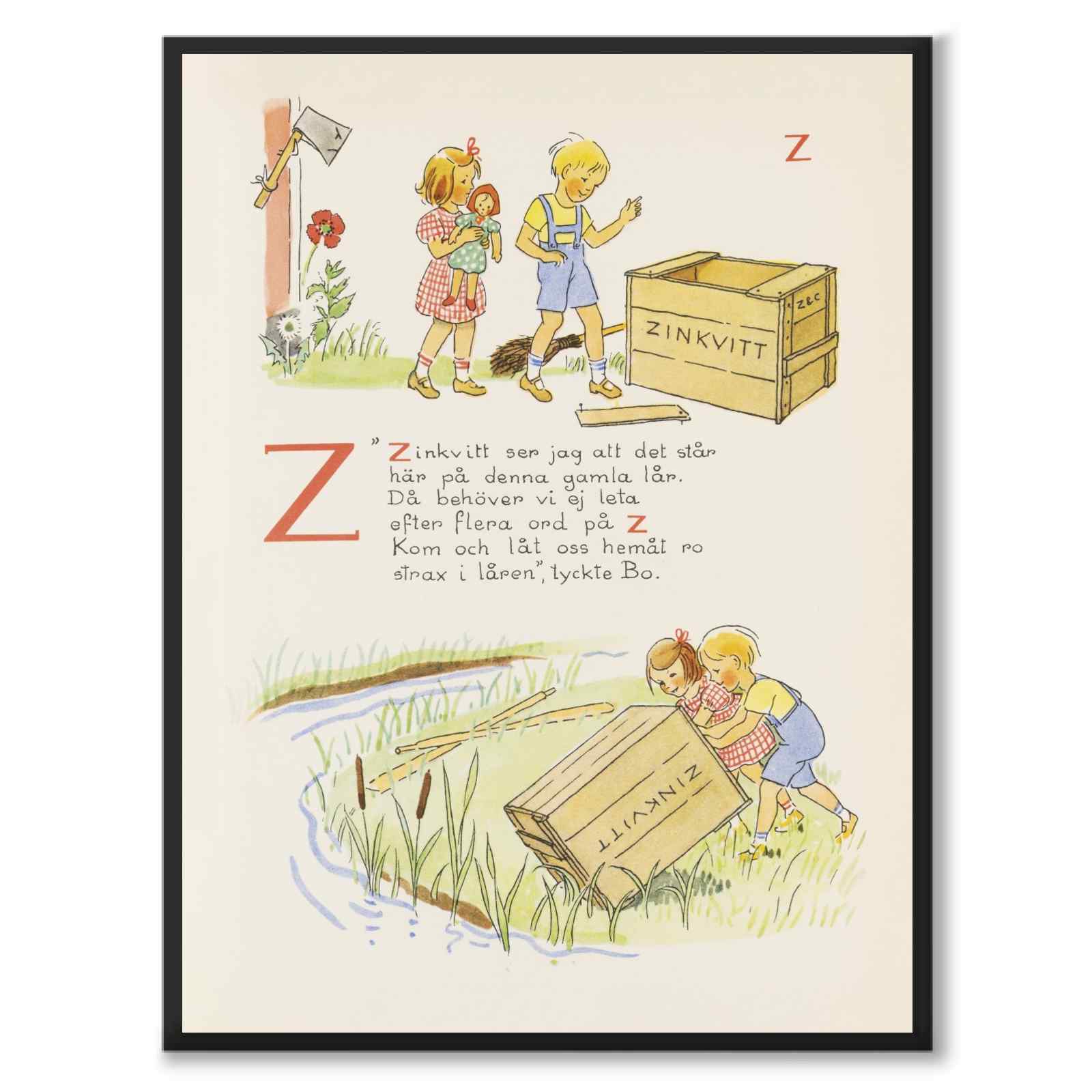 ABC-resan, Z som poster till barnrum från Historly – helbild utan vit kant