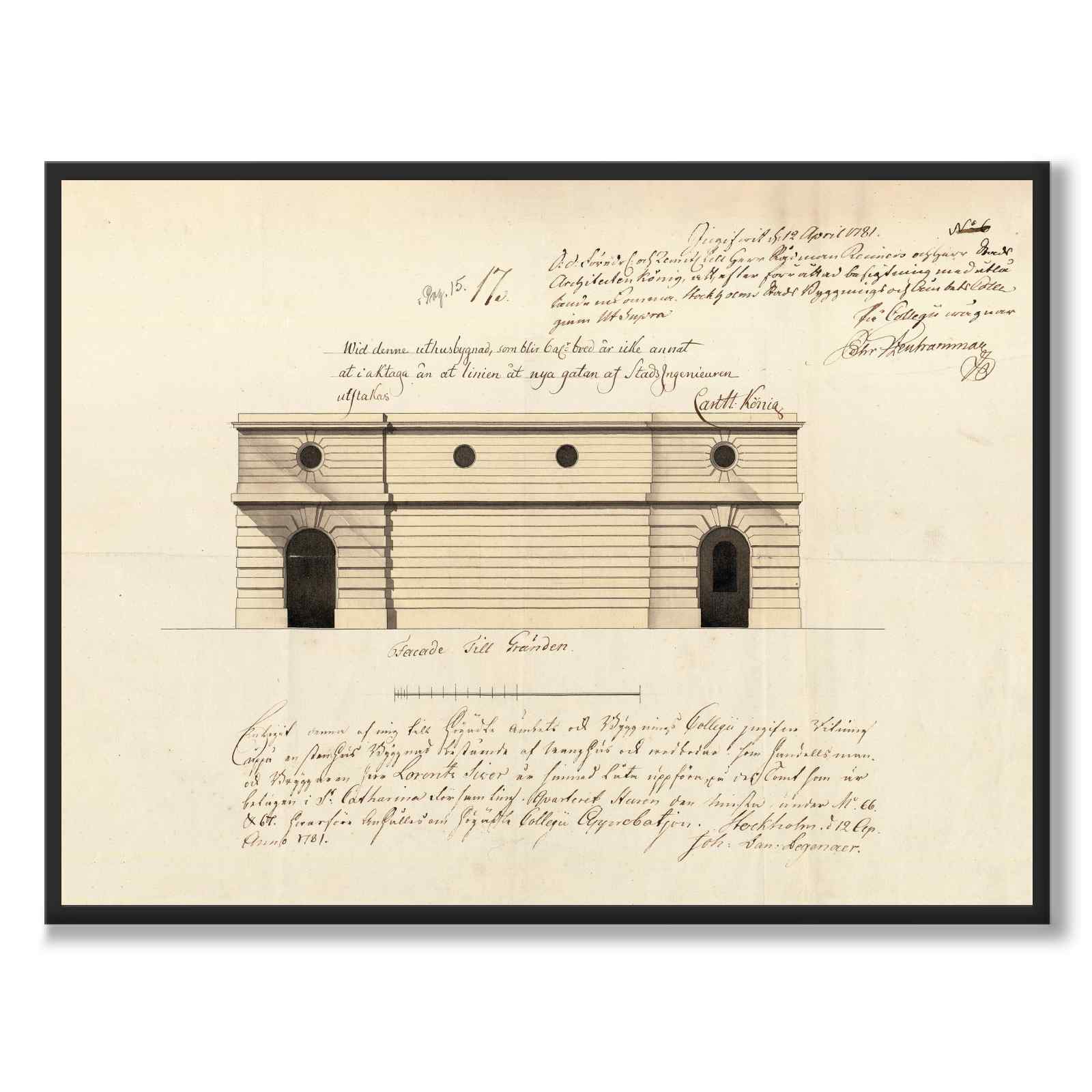 Tjärhovsgatan 1791 as a vintage illustration and poster from Historly – full image without white border