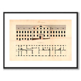 Riddargatan 1805 som vintageillustration och poster från Historly – med vit kant utan titel