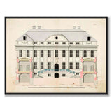 Rådhuset 1729 som vintageillustration och poster från Historly – helbild utan vit kant