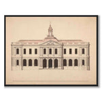 Börshuset 1776 som vintageillustration och poster från Historly – helbild utan vit kant