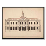 Börshuset 1776 som vintageillustration och poster från Historly – helbild utan vit kant