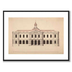 Börshuset 1776 som vintageillustration och poster från Historly – med vit kant utan titel