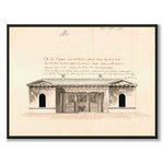 Regeringsgatan 1795 som vintageillustration och poster från Historly – helbild utan vit kant