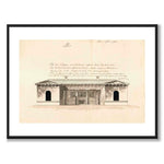 Regeringsgatan 1795 som vintageillustration och poster från Historly – med vit kant utan titel