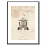 Högbergsgatan 3 som vintageillustration och poster från Historly – med vit kant utan titel