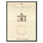 Paviljong 1791 som vintageillustration och poster från Historly – helbild utan vit kant