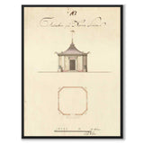 Paviljong 1791 som vintageillustration och poster från Historly – helbild utan vit kant