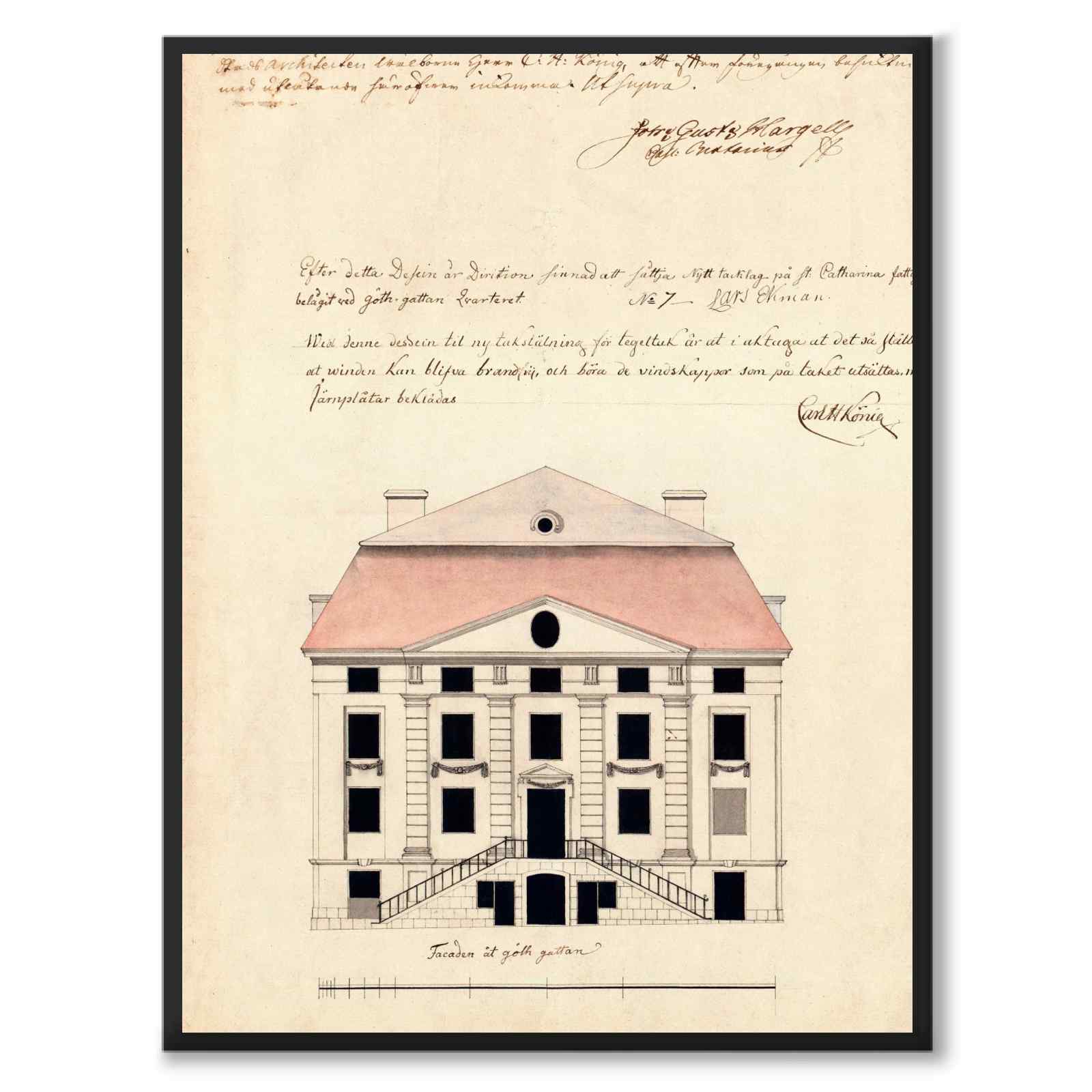 Lillienhoff Palace 1670 as a vintage illustration and poster from Historly – full image without white border