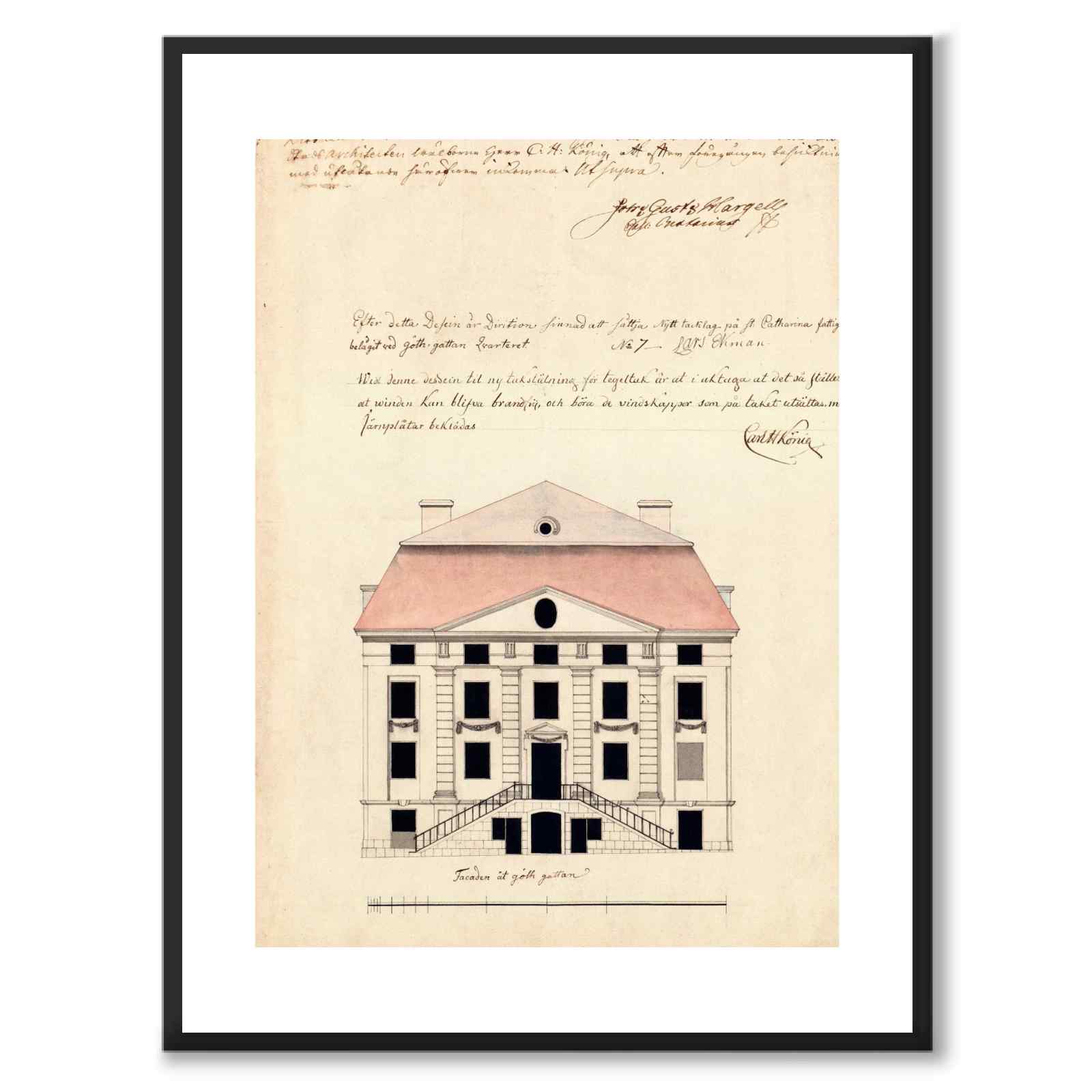 Lillienhoff Palace 1670 as a vintage illustration and poster from Historly – with white border without title