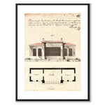 Ploggatan/Bondegatan 1767 som vintageillustration och poster från Historly – med vit kant utan titel