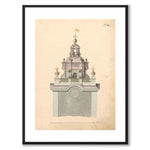 Storkyrkan 1736 som vintageillustration och poster från Historly – med vit kant utan titel