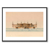 Strömbadet 1882 som vintageillustration och poster från Historly – med vit kant utan titel