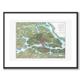 Stockholm 1822 as a historic map and poster from Historly – with white border without title