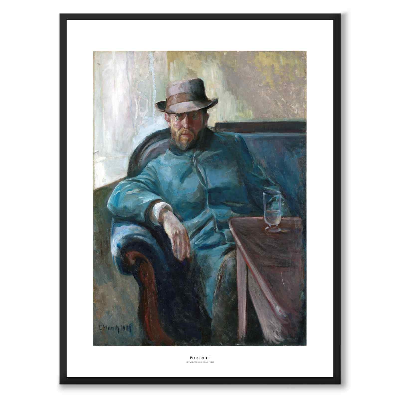 Portrait - Hans Jæger by Edvard Munch as an art poster from Historly – with white border and title