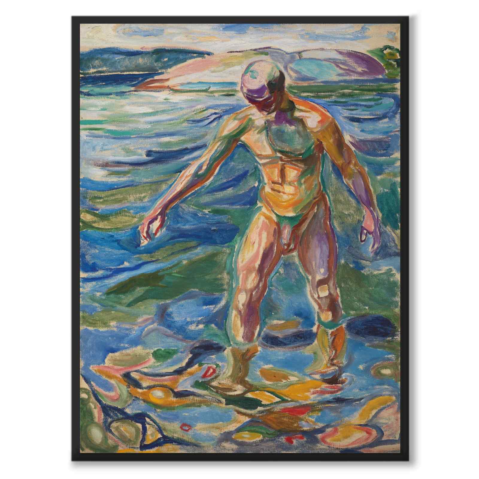 Badende mann av Edvard Munch som konstposter från Historly – helbild utan vit kant