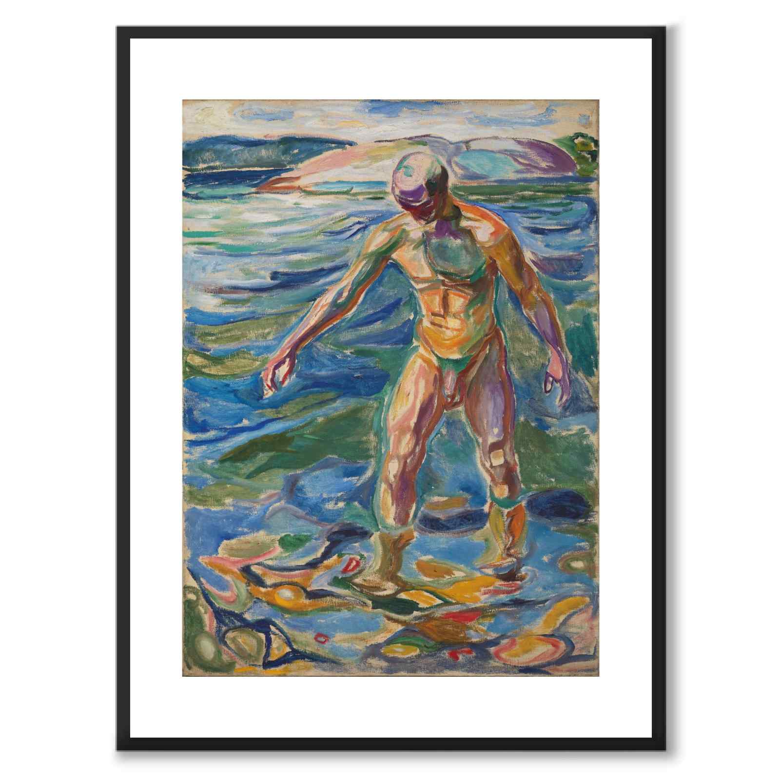 Badende mann av Edvard Munch som konstposter från Historly – med vit kant utan titel