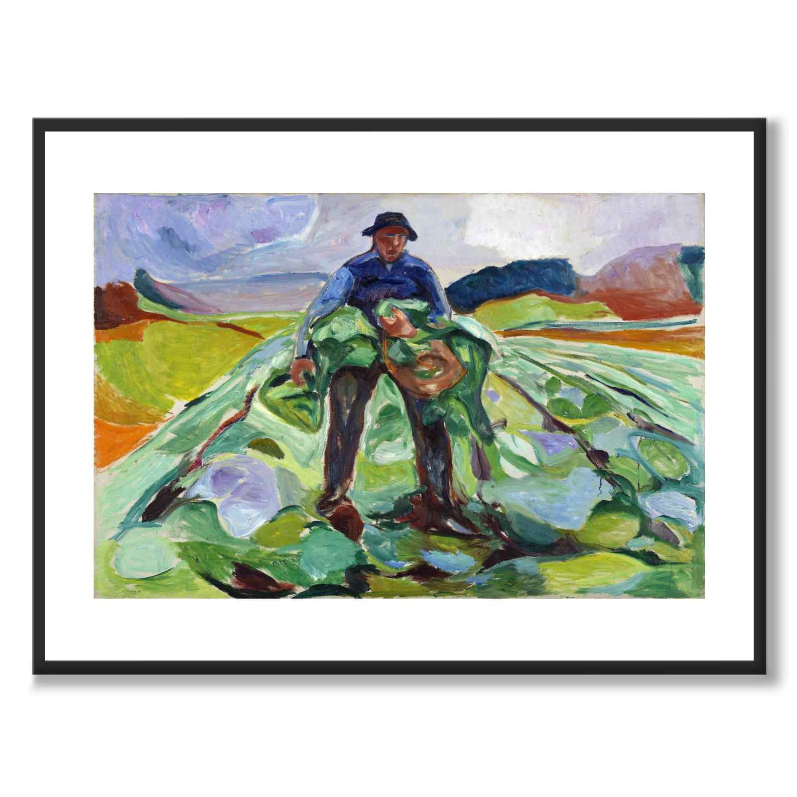 The Man in the Cabbage Field by Edvard Munch as an art poster from Historly – with white border without title
