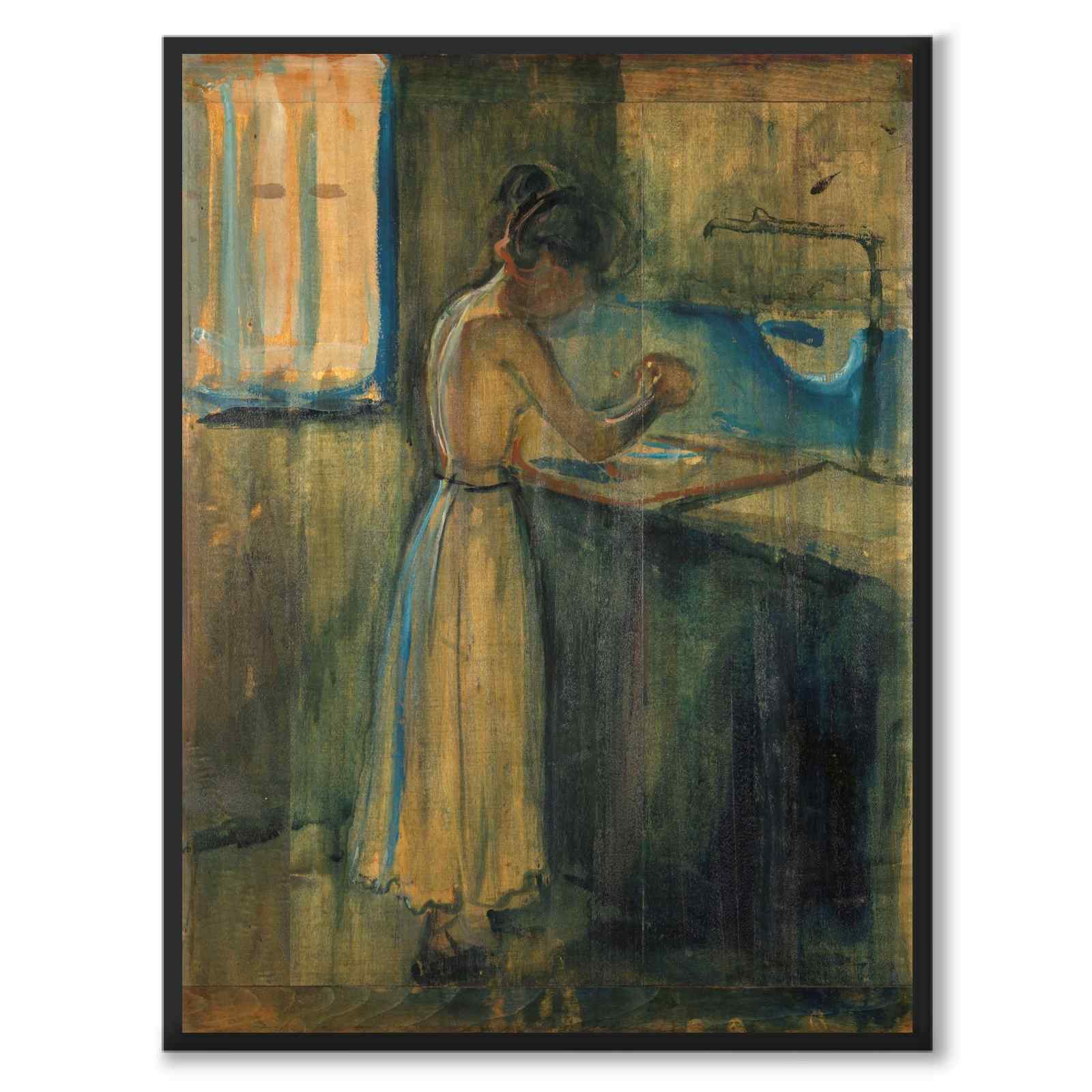 Young Woman Washing Herself by Edvard Munch as an art poster from Historly – full image without white border