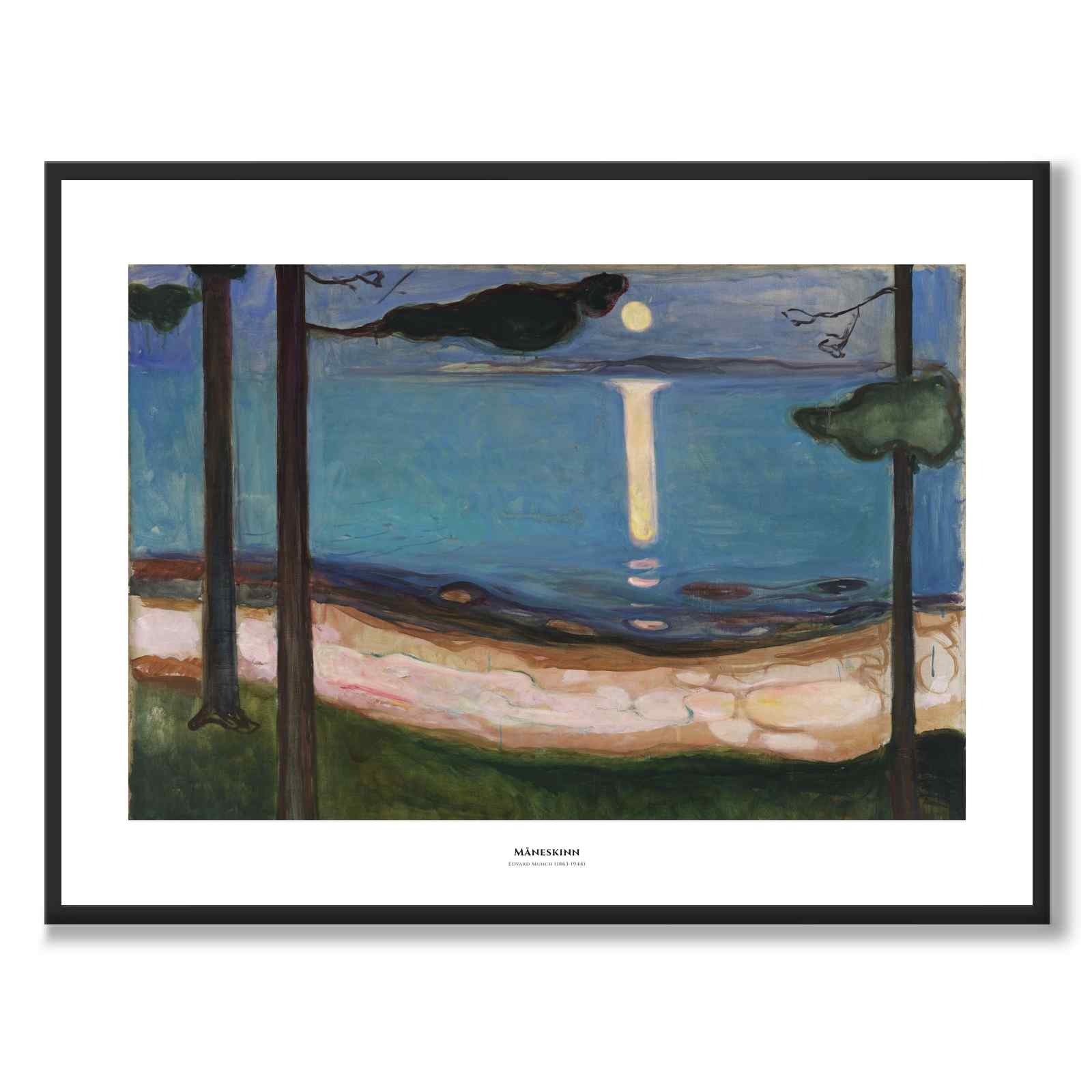 Moonlight by Edvard Munch as an art poster from Historly – with white border and title