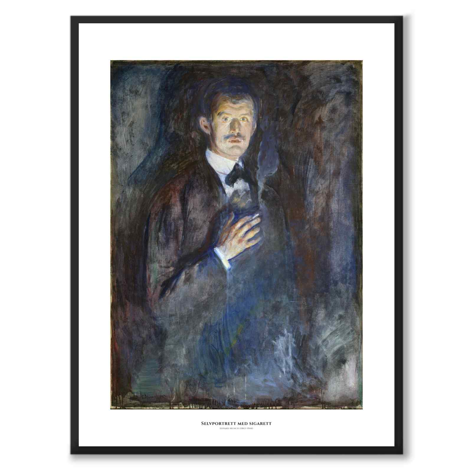 Self-Portrait with Cigarette by Edvard Munch as an art poster from Historly – with white border and title